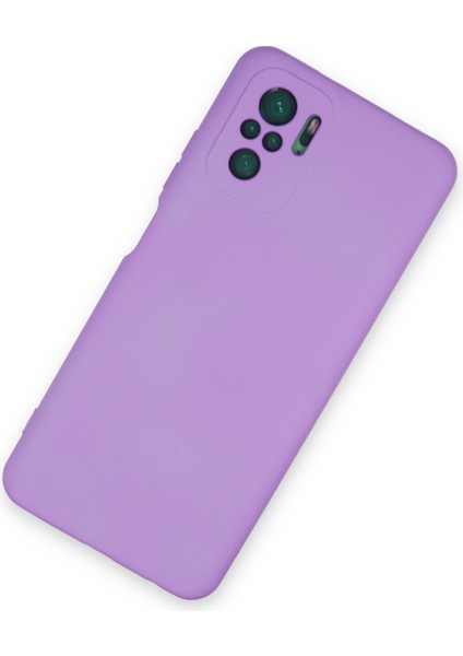 Xiaomi Redmi Note 10 Kılıf Lansman Içi Kadife Lüx Tasarım Silikon Kapak - Koyu Lila