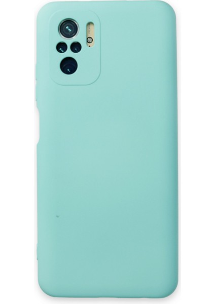 Xiaomi Redmi Note 10 Kılıf Lansman Içi Kadife Lüx Tasarım Silikon Kapak - Su Yeşili