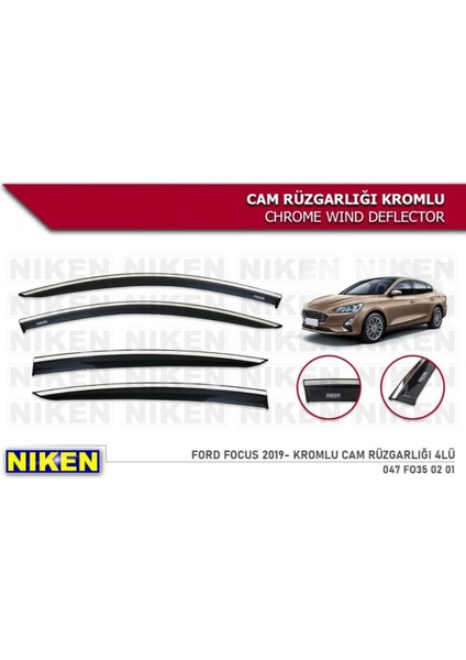 Ford Focus 4 2019+ Kromlu Cam Rüzgarlığı 4 Lü fiyatları