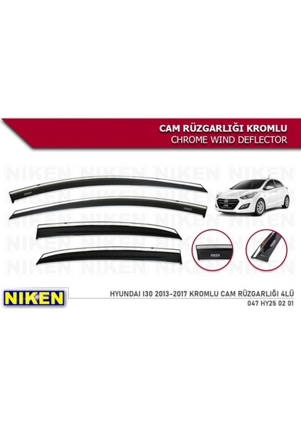 Hyundai I30 2013-2017 Kromlu Cam Rüzgarlığı 4 Lü fiyatları