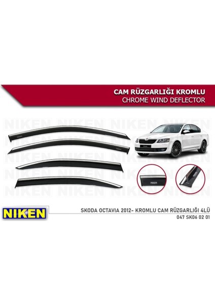 Skoda Octavia 2012+ Kromlu Cam Rüzgarlığı 4 Lü fiyatları