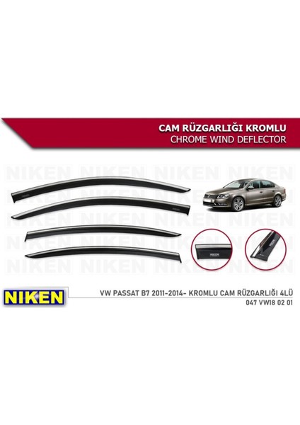 Volkswagen Passat B7 2011-2014 Kromlu Cam Rüzgarlığı 4 Lü fiyatları