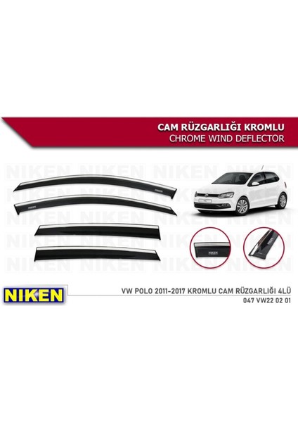 Volkswagen Polo 2011-2017 Kromlu Cam Rüzgarlığı 4 Lü fiyatları