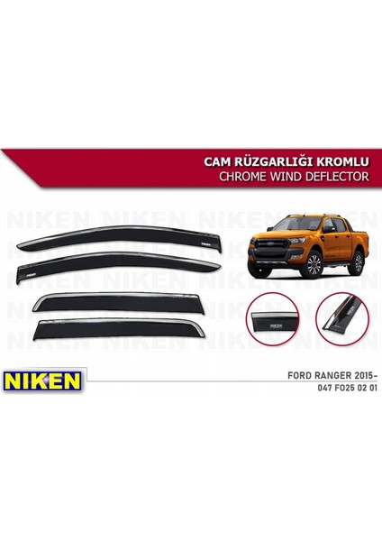 Ford Ranger 2015+ Kromlu Cam Rüzgarlığı 4 Lü fırsatları