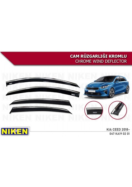 Kia Ceed 2018+ Kromlu Cam Rüzgarlığı 4 Lü fırsatları