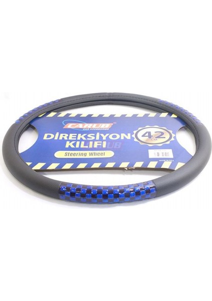 Direksiyon Kılıfı Fosforlu 42 cm Siyah (Damalı-Mavi) BR1841392