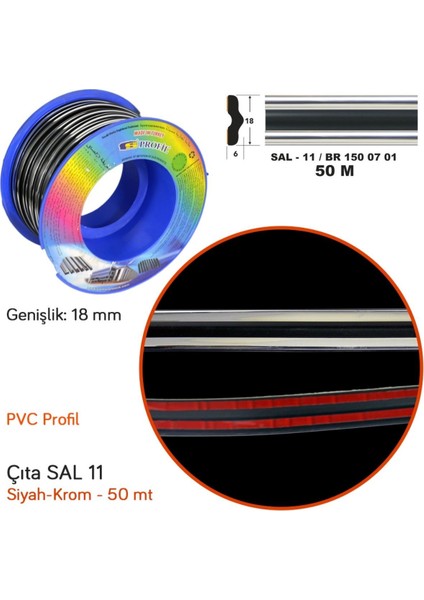Çıta Sal 11 18 mm x 50 mt Gts Siyah Krom BR1500701 fiyatları
