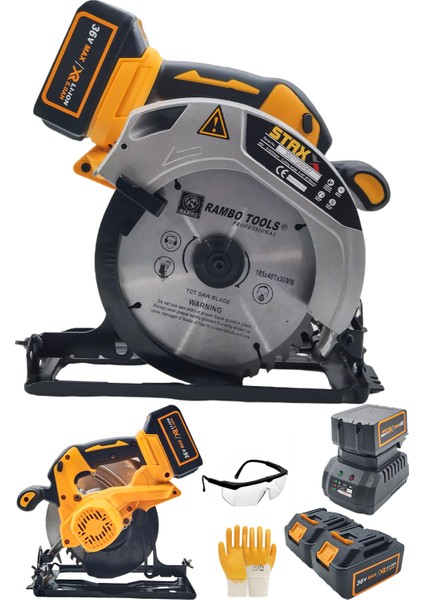 Kömürsüz Motor Çift Pistonlu 36V 5AH Çift Akülü Sunta Ahşap Kesme Daire Testere + 185 mm Bıçak