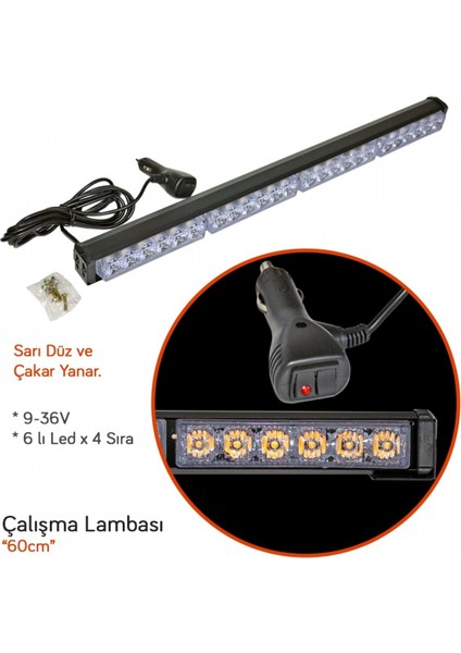 9-36V Çalışma Lambası 60 cm Bar 6x4 LED Sarı Çakar L-1134 fiyatları