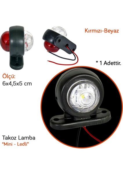 Mini Takoz Lamba Ledli Kırmızı-Beyaz 6x4,5 cm BL013KB (2 Li)