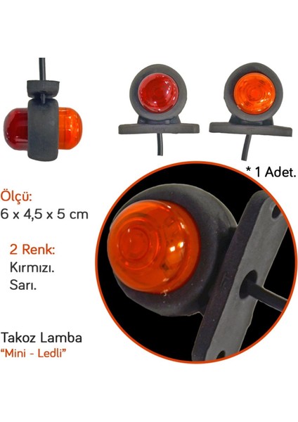 Mini Takoz Lamba Ledli Kırmızı-Sarı 6x4,5 cm BL013KS (2 Li)