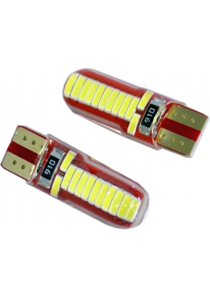 12V T10 Ampul 24 LED 8W Smd Silikon Beyaz BR0405541