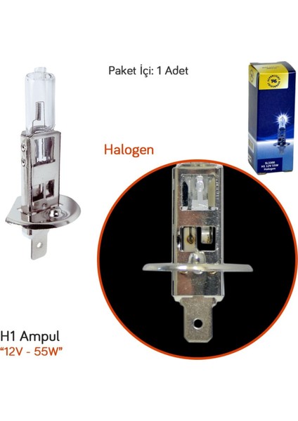 12V H1 Ampul 55W Halogen SL3300 (10 Lu)