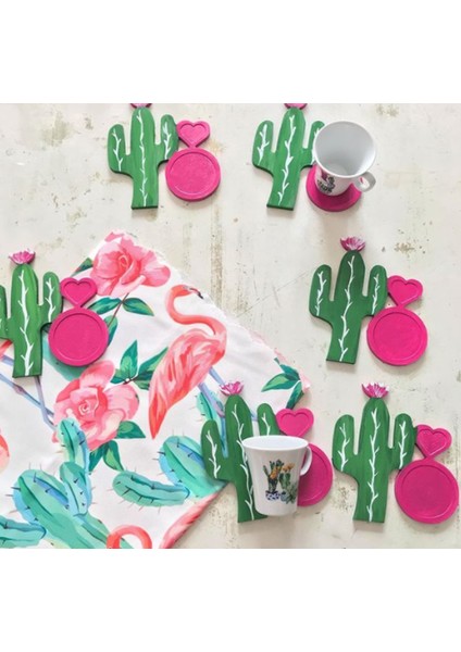 Kaktüs Şeklinde Bardak Altlığı