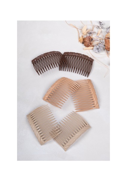 Kahve Ton 6'lı Yan Tarak Seti TYC00455019356