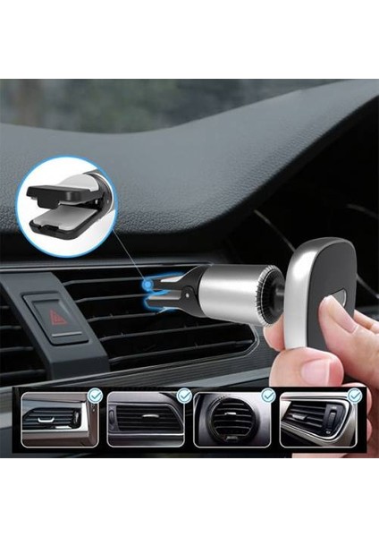 Araç Içi Izgara Tipi Ultra Güçlü Mıknatıslı Telefon ve Tablet Tutucu, 360° Dönebilen Tasarım
