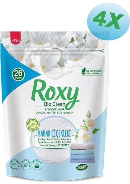 Roxy Bio Clean Doğal Matik Toz Sabun Bahar Çiçekleri 800 gr x 4 Adet