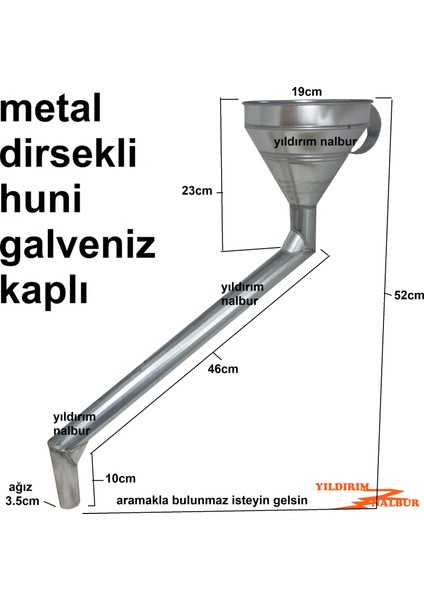 Galveniz Metal Dirsekli Huni 19cm Büyük Boy Kocaman Tamirci Hunisi Yağ Hunisi fiyatları