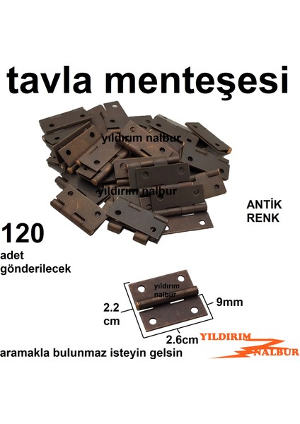 Tavla Menteşesi Eskitme Renk Mini Boy 2.6cm Kutu Aksesuar Menteşe