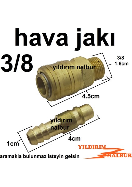 Hava Jakı 3/8 Prinç Soketli Komprasör Hortum Aparatı Jak Sarı
