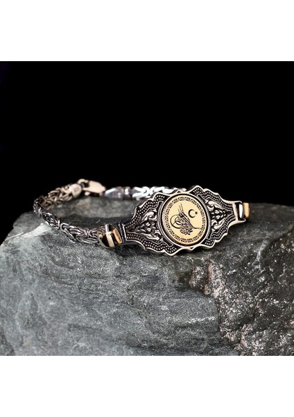 925 Ayar Gümüş Osmanlı Tuğra Motifli Yüzük Kral Bileklik Set modelleri