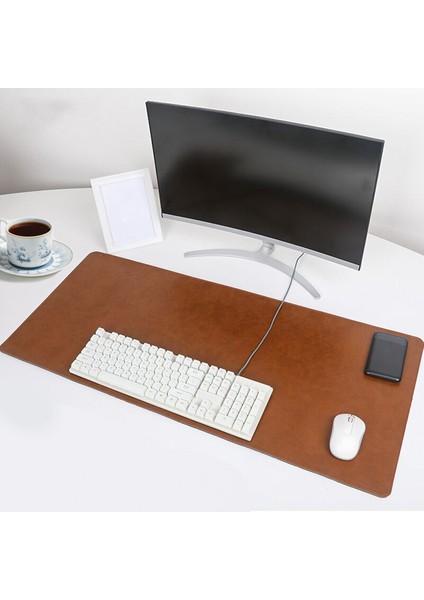 Deri Mouse Pad Laptop Bilgisayar Geniş Masa Matı - AL3023 Taba