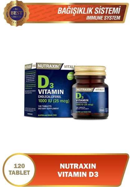 Vitals B Vitamin Complex 60 Tablet + Vitamin D3 1000 Iu 120 Tablet