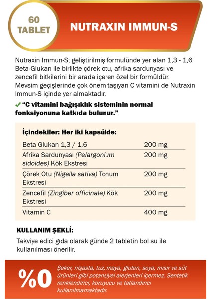 D3 Vitamini 120 Tablet + Immun-S Beta Glucan Pelargonium 60 Tablet