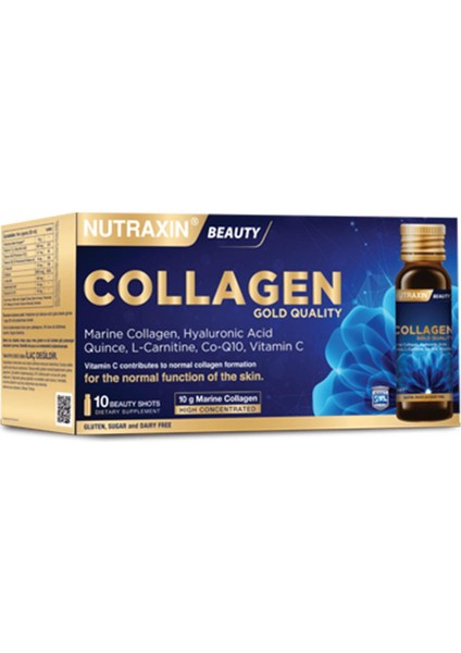 Beauty Collagen Gold Quality 50 Ml 10 Shot Balık Kolajeni Çilek Aromalı