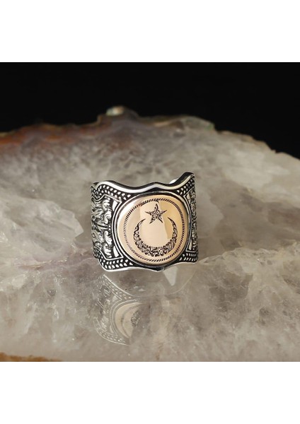 925 Ayar Gümüş Ayarlanabilir Kelime-I Tevhid Işlemeli Ayyıldız Yüzük Kral Bileklik Set fiyatları