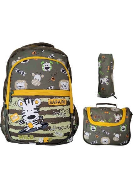Astral & Kids Ilkokul Beslenme ve Kalem Kutulu Çocuk Çantasi Set (Safari)