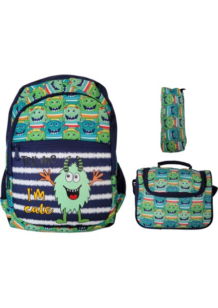 Astral & Kids Ilkokul Beslenme ve Kalem Kutulu Çocuk Çantasi Set (Angry)