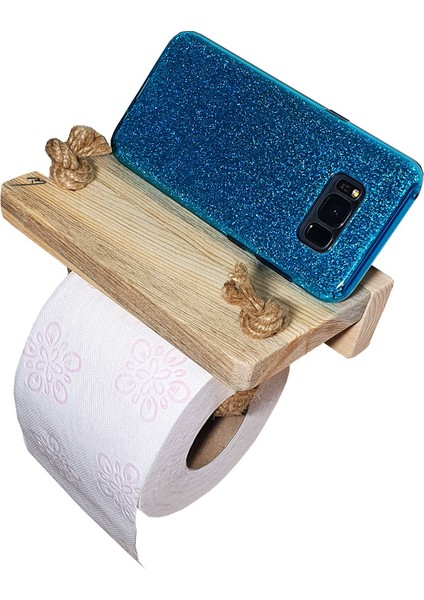Doğal Ahşap Banyo Havluluk Tuvalet Kağıtlığı Havlupan Jüt Ipli 2'li Set indirimleri