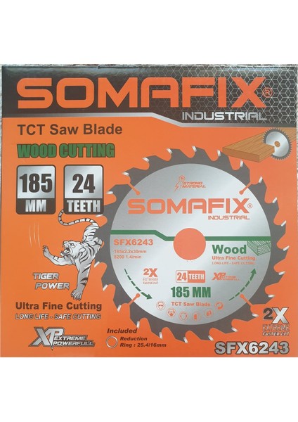 Industrıal Professynal 185MM Sunta Kesme 24 Diş 185X2,2X30MM 8200 1,4/min Elmas Diş
