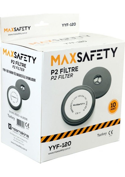 Max Safety Maxsafety YYF-120 P2 Yarım Yüz Gaz Maskesi Filtresi Yedeği 1 Çift