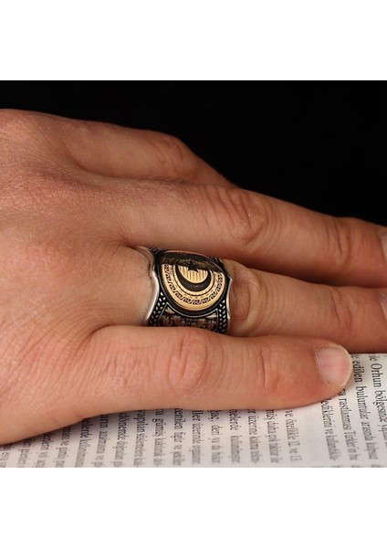 925 Ayar Gümüş Ayarlanabilir Ayyıldız Yüzük Kral Bileklik Set modelleri