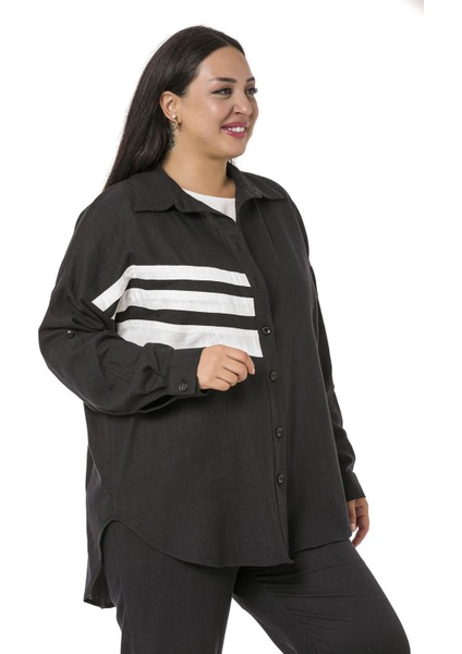 Büyük Beden Gömlek Pantolon Keten Siyah Takım indirimleri