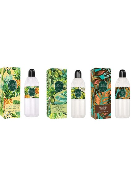 Kolonya Hawaii Ananas, Ayvalık Zeytin Çiçeği ve Tütün Pet Şişe 400 ml