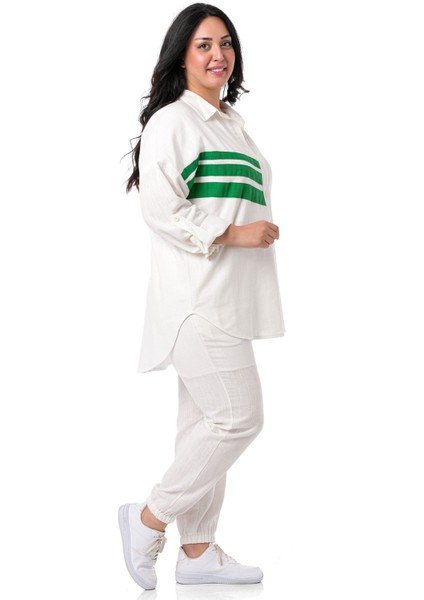 Büyük Beden Gömlek Pantolon Keten Beyaz Takım fırsatları