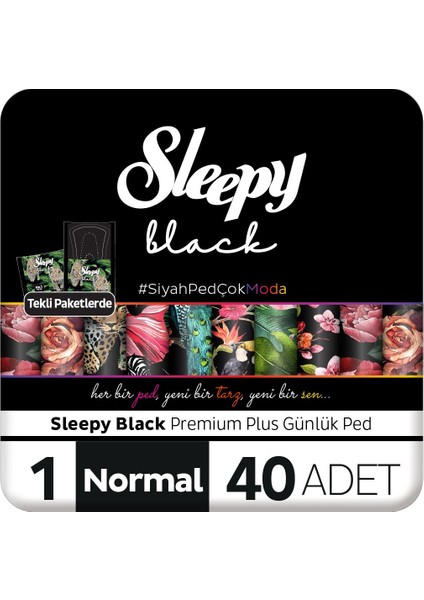 Black Premium Plus Günlük Ped Normal 40 Adet Ped