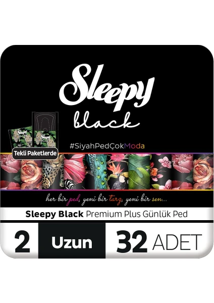 Black Premium Plus Günlük Ped Uzun 32 Adet Ped