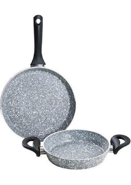 Bio Granit 18 cm Tek Kulp Gri Omlet Yağ Yumurta Pişirme Tava