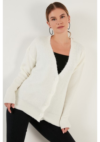 Düğmeli V Yaka Örme Hırka Kadın Hırka 6310005 indirimleri