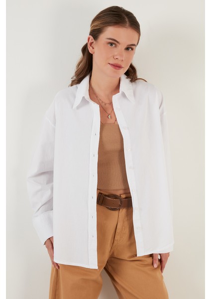 Oversize % 100 Pamuk Gömlek Kadın Gömlek CF21S163867