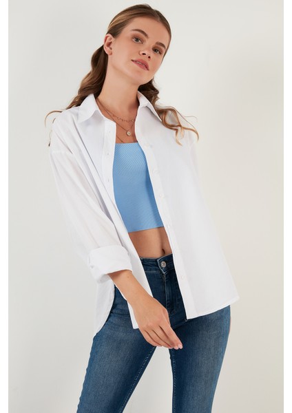 Oversize % 100 Pamuk Gömlek Kadın Gömlek CF21S163867