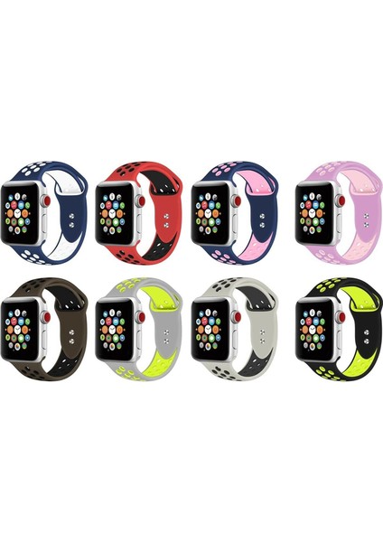 Apple Watch 38 mm Için Delikli Renkli Spor Silikon Kordon-Kayış Siyah-Beyaz fiyatları