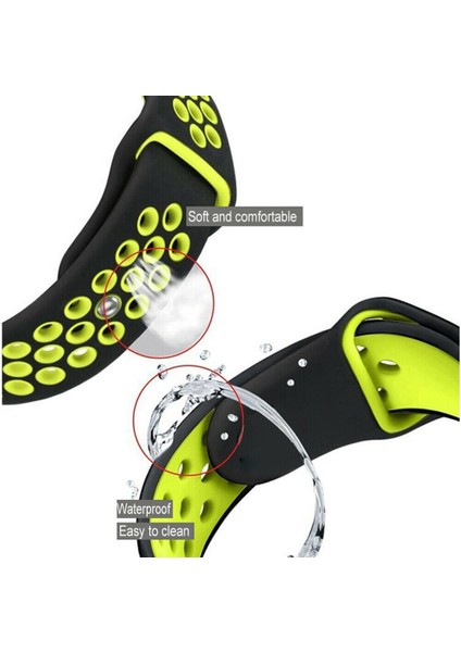 Apple Watch 38 mm Için Delikli Renkli Spor Silikon Kordon-Kayış Siyah-Beyaz indirimleri
