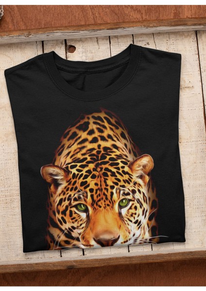 Unisex %100 Pamuk Siyah, Oversıze Rahat Kalıp, Asi 3D Görünümlü Kaplan, Tiger TShirt modelleri