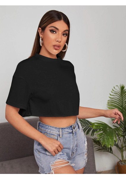 Crop Siyah Tshirt