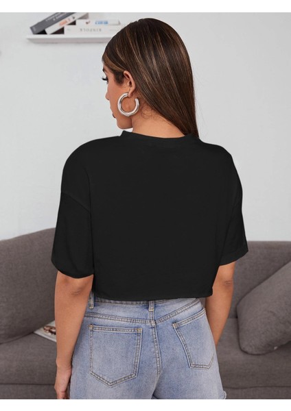 Crop Siyah Tshirt